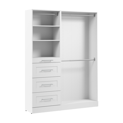 Bestar Florence 61" Modular Reach-In/Walk-In Closet System with Rods, Shelves and Drawers Shaker Style - White|Système de garde-robe et pièce-penderie modulaire Florence de Bestar de 61 po avec tringles, tablettes et tiroirs de style Shaker - blanc