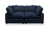 Sofa sectionnel modulaire de style cocon Eclipse 4 pièces en tissu d’apparence lin avec coussins réversibles en duvet et plumes - bleu marine