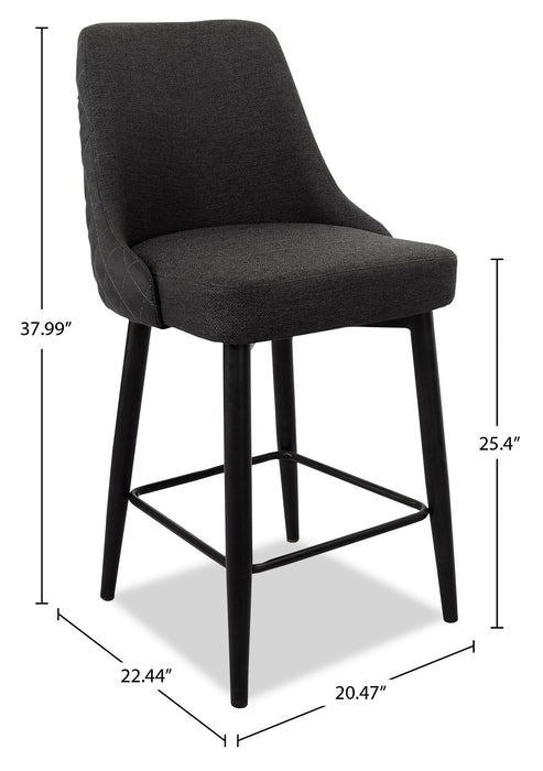 Tabouret 25 po Eden de hauteur comptoir en tissu d’apparence lin et en métal - anthracite