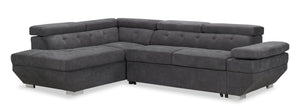 Sofa-lit sectionnel de gauche Element avec tissu d’apparence lin - gris