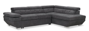 Sofa-lit sectionnel de droite Element avec tissu d’apparence lin - gris