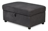 Pouf de rangement Element de 35,4 po en tissu d’apparence lin avec capitonnage - gris