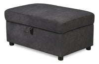  Pouf de rangement Element de 35,4 po en tissu d’apparence lin avec capitonnage - gris