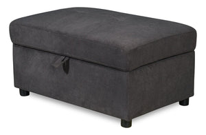 Pouf de rangement Element de 35,4 po en tissu d’apparence lin avec capitonnage - gris