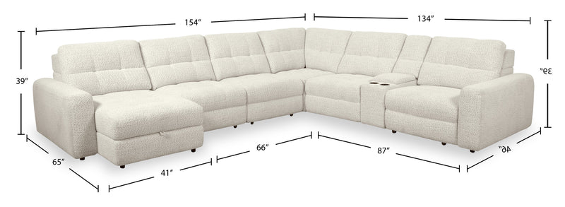 Sofa sectionnel modulaire à coulissement électrique de gauche Elevate de Scott Living 7 pièces en tissu de chenille avec rangement - beige