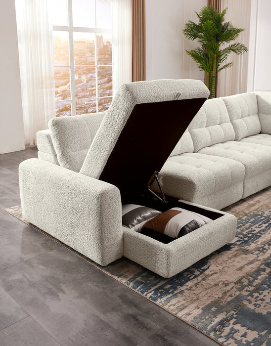 Sofa sectionnel modulaire à coulissement électrique de gauche Elevate de Scott Living 7 pièces en tissu de chenille avec rangement - beige