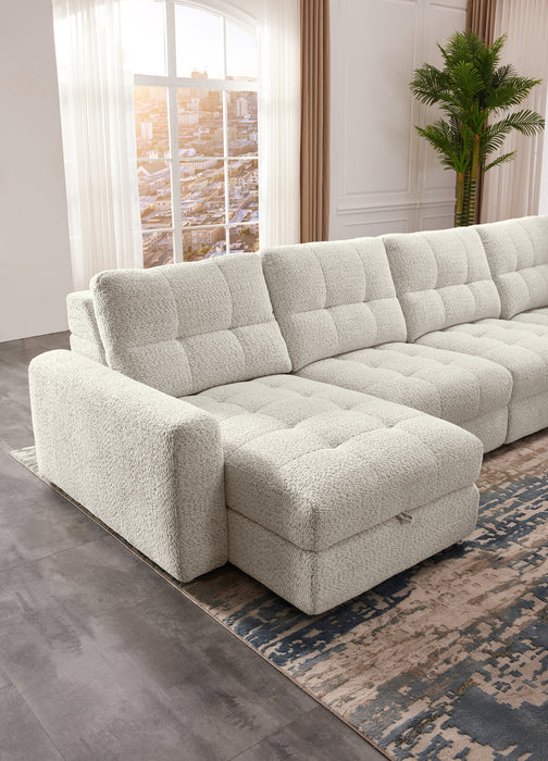 Sofa sectionnel modulaire à coulissement électrique de gauche Elevate de Scott Living 7 pièces en tissu de chenille avec rangement - beige