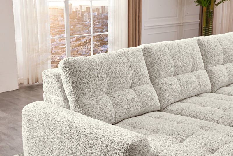 Sofa sectionnel modulaire à coulissement électrique de gauche Elevate de Scott Living 7 pièces en tissu de chenille avec rangement - beige