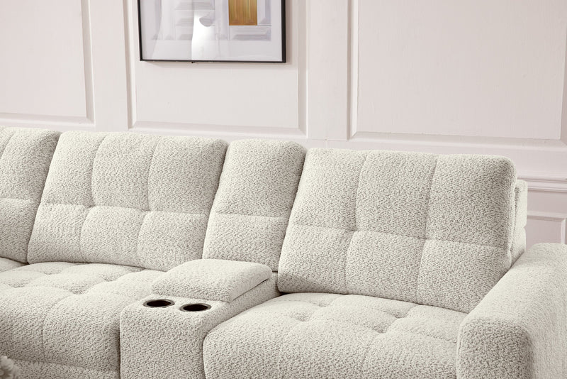 Sofa sectionnel modulaire à coulissement électrique de gauche Elevate de Scott Living 7 pièces en tissu de chenille avec rangement - beige