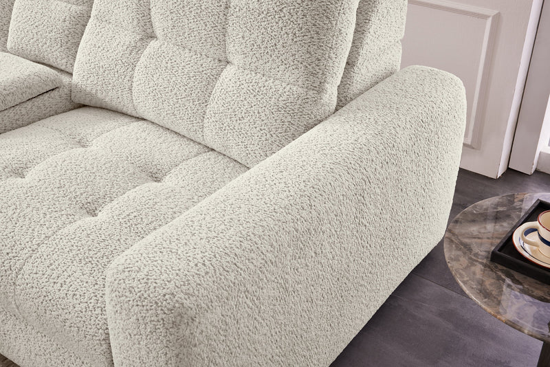 Sofa sectionnel modulaire à coulissement électrique de gauche Elevate de Scott Living 7 pièces en tissu de chenille avec rangement - beige