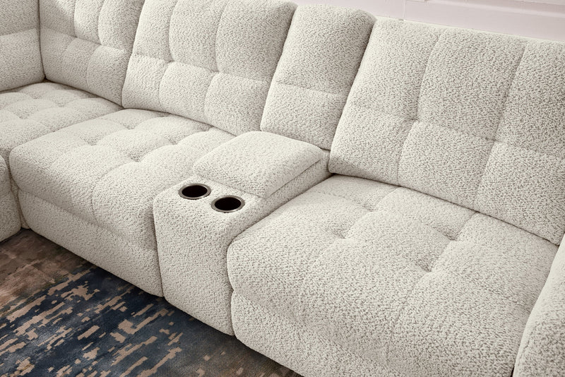 Sofa sectionnel modulaire à coulissement électrique de gauche Elevate de Scott Living 7 pièces en tissu de chenille avec rangement - beige
