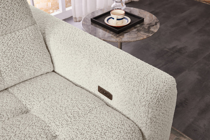 Sofa sectionnel modulaire à coulissement électrique de gauche Elevate de Scott Living 7 pièces en tissu de chenille avec rangement - beige