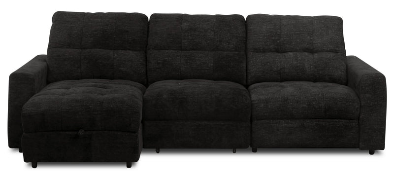 Sofa sectionnel modulaire à coulissement et inclinaison électriques de gauche Elevate de Scott Living 3 pièces en tissu de chenille - Ebony