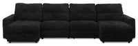 Sofa sectionnel modulaire à coulissement électrique Elevate de Scott Living 4 pièces en chenille avec 2 fauteuils longs de rangement - Ebony