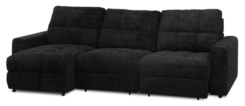 Sofa sectionnel modulaire à inclinaison électrique de gauche Elevate de Scott Living 3 pièces en tissu de chenille - Ebony