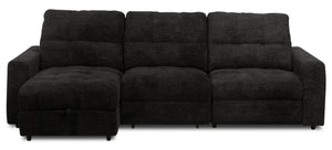 Sofa sectionnel modulaire à inclinaison électrique de gauche Elevate de Scott Living 3 pièces en tissu de chenille - Ebony