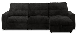 Sofa sectionnel modulaire à inclinaison électrique de droite Elevate de Scott Living 3 pièces en tissu de chenille - Ebony