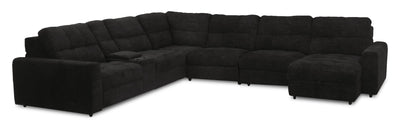 Scott Living Elevate Modular 7-Piece Right-Facing Chenille Fabric Power Reclining and Sliding Sectional - Ebony | Sofa sectionnel modulaire à coulissement et inclinaison électriques de droite Elevate de Scott Living 7 pièces en tissu de chenille - Ebony