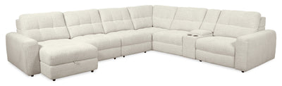 Scott Living Elevate Modular 7-Piece Left-Facing Chenille Fabric Power Reclining and Sliding Sectional - Beige | Sofa sectionnel modulaire à coulissement et inclinaison électriques de gauche Elevate de Scott Living 7 pièces en tissu de chenille - beige