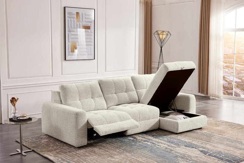 Sofa sectionnel modulaire à coulissement et inclinaison électriques de droite Elevate de Scott Living 3 pièces en tissu de chenille - beige