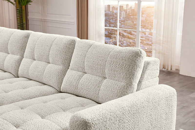 Sofa sectionnel modulaire à coulissement électrique Elevate de Scott Living 4 pièces en chenille avec 2 fauteuils longs de rangement - beige