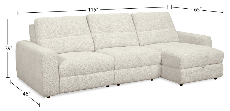 Sofa sectionnel modulaire à inclinaison électrique de droite Elevate de Scott Living 3 pièces en tissu de chenille - beige