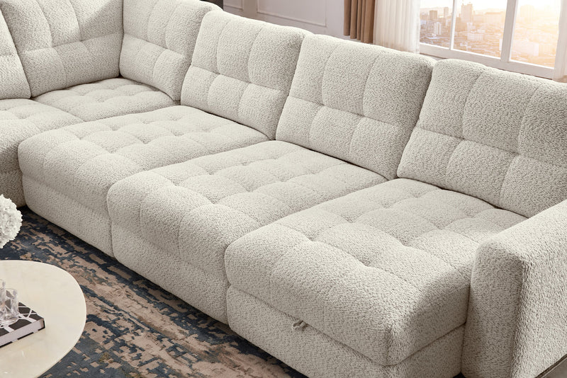 Sofa sectionnel modulaire à coulissement et inclinaison électriques de droite Elevate de Scott Living 6 pièces en tissu de chenille - beige