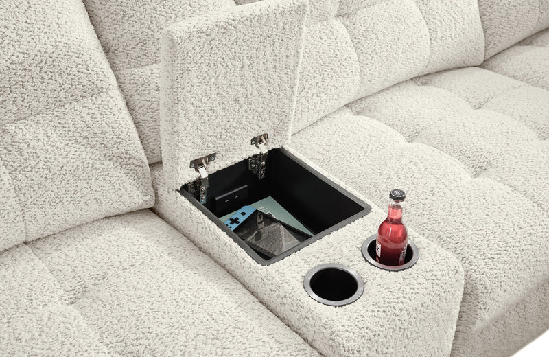 Sofa sectionnel modulaire à coulissement et inclinaison électriques de droite Elevate de Scott Living 7 pièces en tissu de chenille - beige