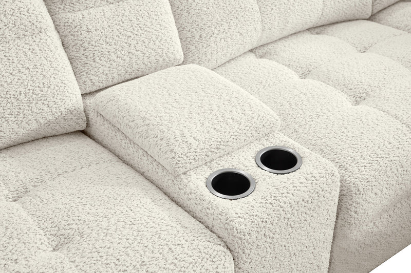 Sofa sectionnel modulaire à coulissement et inclinaison électriques de droite Elevate de Scott Living 7 pièces en tissu de chenille - beige