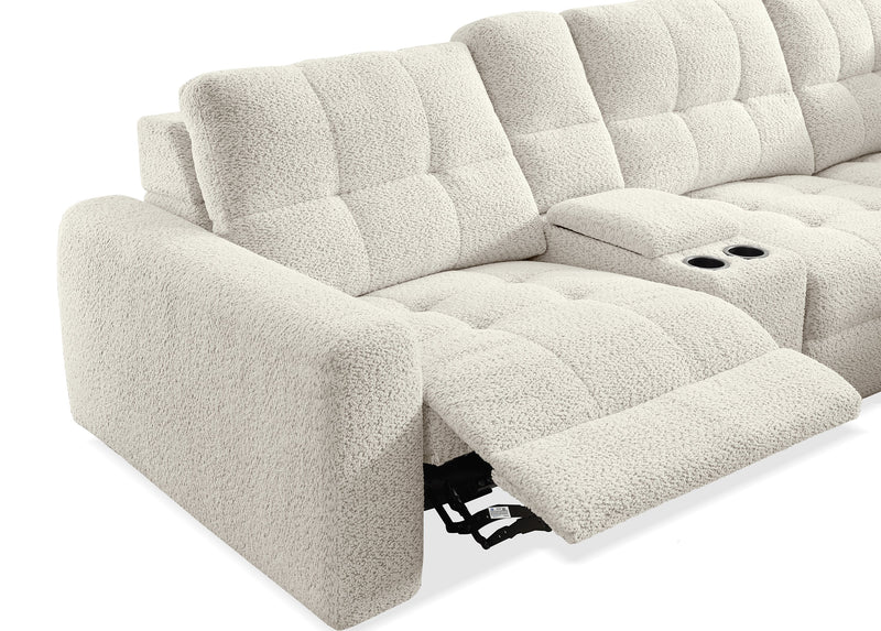 Sofa sectionnel modulaire à coulissement et inclinaison électriques de droite Elevate de Scott Living 7 pièces en tissu de chenille - beige