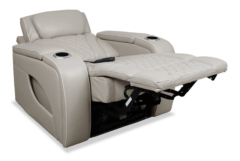 Fauteuil de massage à inclinaison électrique Elite de 38 po en cuir véritable avec son immersif et appuie-tête électrique - mastic