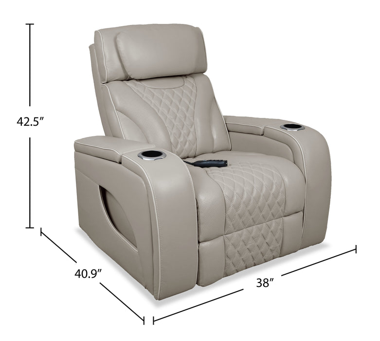 Fauteuil de massage à inclinaison électrique Elite de 38 po en cuir véritable avec son immersif et appuie-tête électrique - mastic
