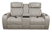  Causeuse de massage à inclinaison électrique Elite de 74 po en cuir véritable avec son immersif et appuie-têtes électriques -  mastic