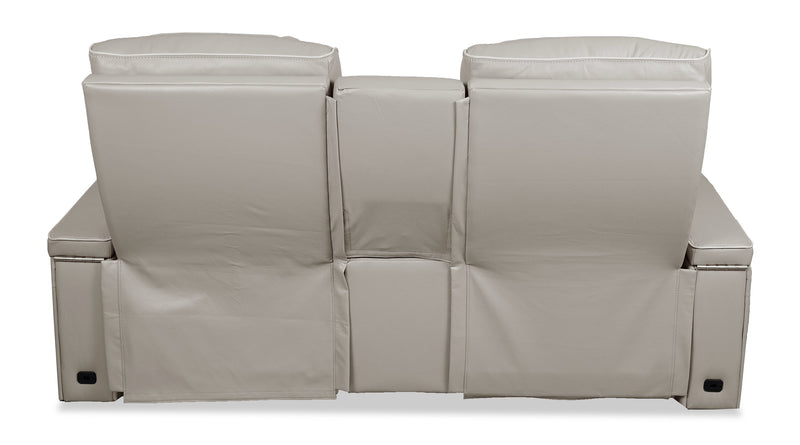 Causeuse de massage à inclinaison électrique Elite de 74 po en cuir véritable avec son immersif et appuie-têtes électriques - mastic