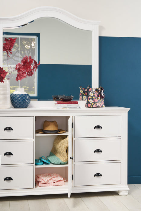 Commode de chambre à coucher Ella de 63 po (L) x 36 po (H) à 6 tiroirs avec armoire - blanche