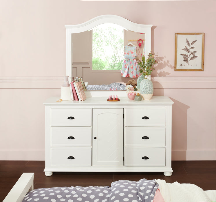 Commode de chambre à coucher Ella de 63 po (L) x 36 po (H) à 6 tiroirs avec armoire - blanche