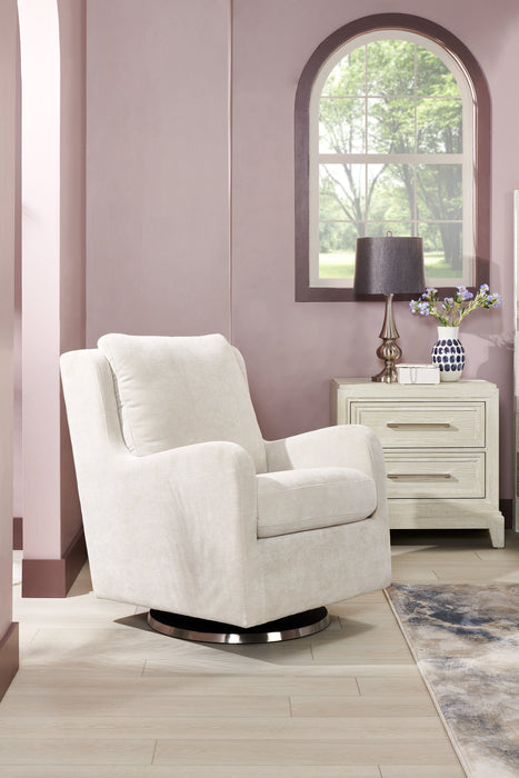 Fauteuil d’appoint à oreilles coulissant et pivotant Ellie de 29 po en tissu d’apparence lin avec accoudoirs en retrait - beige
