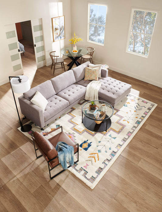 Carpette à poil long Ellis multicolore à motif géométrique - 7 pi 11 po x 10 pi 10 po