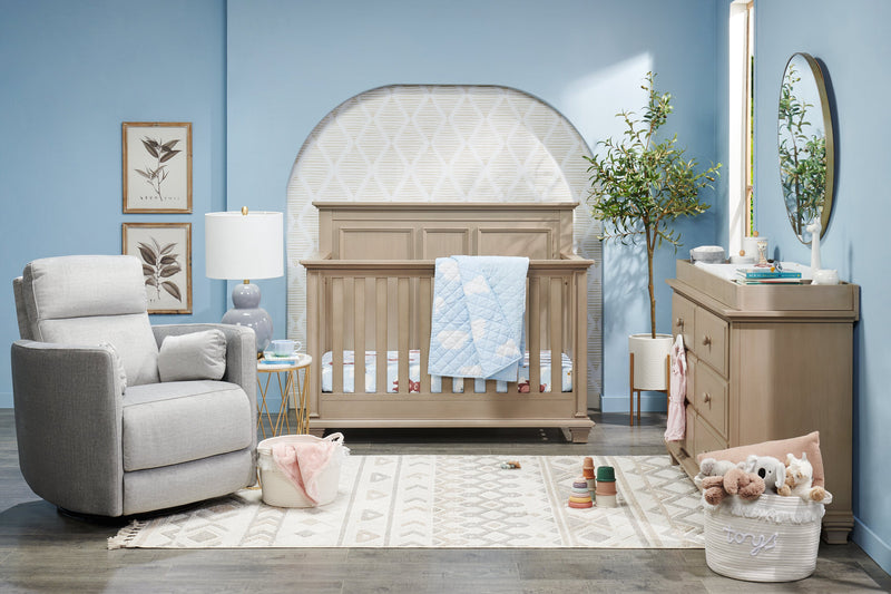 Fauteuil pivotant, coulissant et inclinable Ember de 36 po en tissu - coton argenté