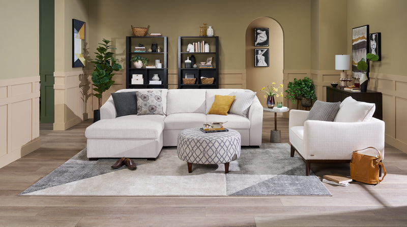 Sofa-lit sectionnel de gauche Envy 2 pièces en tissu de chenille avec fauteuil long de rangement - beige amande