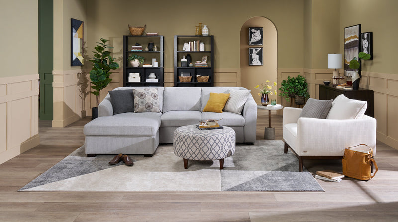 Sofa-lit sectionnel de gauche Envy 2 pièces en tissu de chenille avec fauteuil long de rangement - gris brouillard