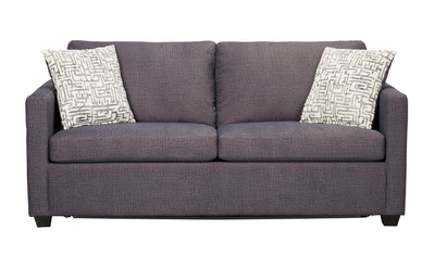 Made in Canada Everlee 76.5" Microsuede Queen-Size Sofa Bed with Memory Foam and Two Accent Pillows - Grey | Grand sofa-lit Everlee de 76,5 po fabriqué au Canada en microsuède avec mousse à mémoire de forme et deux coussins décoratifs - gris