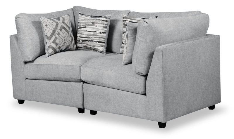 Causeuse modulaire Evolve de Scott Living de 79 po en tissu d’apparence lin avec coussins amovibles en duvet et plumes - gris