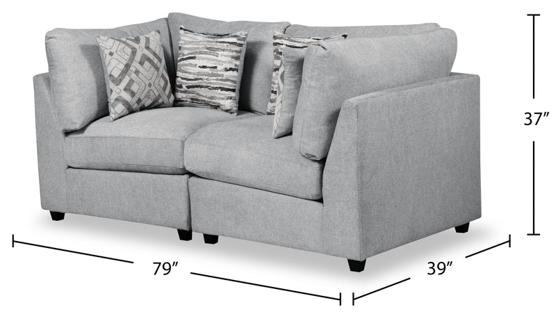 Causeuse modulaire Evolve de Scott Living de 79 po en tissu d’apparence lin avec coussins amovibles en duvet et plumes - gris