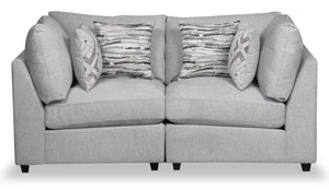 Causeuse modulaire Evolve de Scott Living de 79 po en tissu d’apparence lin avec coussins amovibles en duvet et plumes - gris