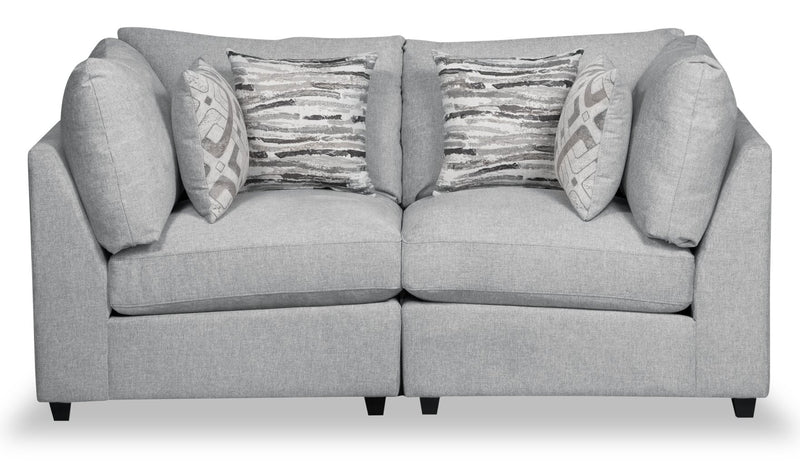 Causeuse modulaire Evolve de Scott Living de 79 po en tissu d’apparence lin avec coussins amovibles en duvet et plumes - gris