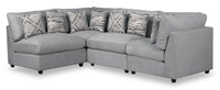  Sofa sectionnel modulaire de style cocon Evolve de Scott Living 4 pièces en tissu d’apparence lin avec coussins en duvet et plumes - gris