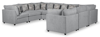 Scott Living Evolve Modular 8-Piece Linen-Look Fabric Sectional with Feather Down Cushions - Grey | Sofa sectionnel modulaire Evolve de Scott Living 8 pièces en tissu d’apparence lin avec coussins en duvet et plumes - gris