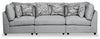 Sofa modulaire Evolve de Scott Living de 118,5 po en tissu d’apparence lin avec coussins amovibles en duvet et plumes - gris