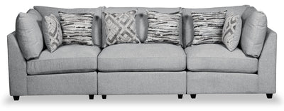 Scott Living Evolve Modular 118.5" Linen-Look Fabric Sofa with Removable Feather Down Cushions - Grey | Sofa modulaire Evolve de Scott Living de 118,5 po en tissu d’apparence lin avec coussins amovibles en duvet et plumes - gris